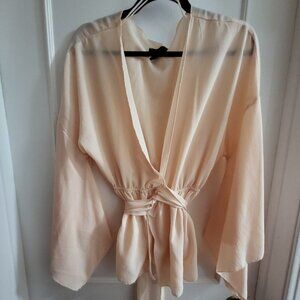 Streetwear Society Kimono Wrap Blouse - Blush / Sand - Size Large